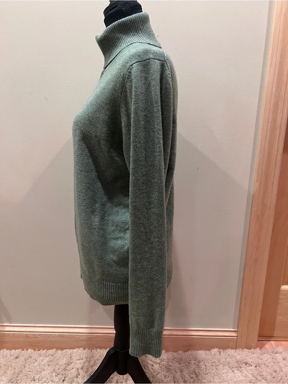 Patrick Michael Womens Sage Green 100% Cashmere Turtleneck Sweater Knit Luxury L